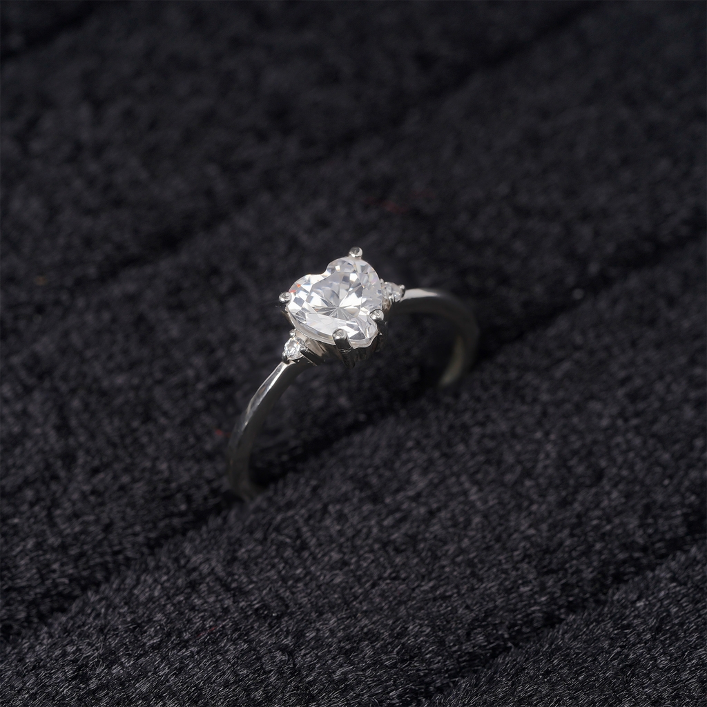 Nhẫn bạc S925 NCJ48 đính đá trái tim, quà tặng 8-3 ý nghĩa dành cho bạn gái, Chariot Jewelry
