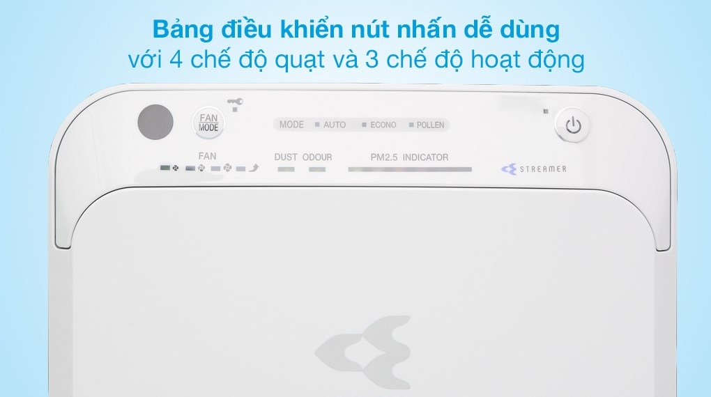 Máy Lọc Không Khí Tạo Ẩm Daikin MCK55TVM6 Công nghệ Streamer 3C Tích Hợp Ion Plasma, Lõi Lọc Tuổi Thọ Lên Đến 10 Năm, Diệt Khuẩn Và Lọc Sạch 99,97% Bụi Bẩn, Diện Tích Sử Dụng 40 m2, Công Suất 58W - Hàng Chính Hãng