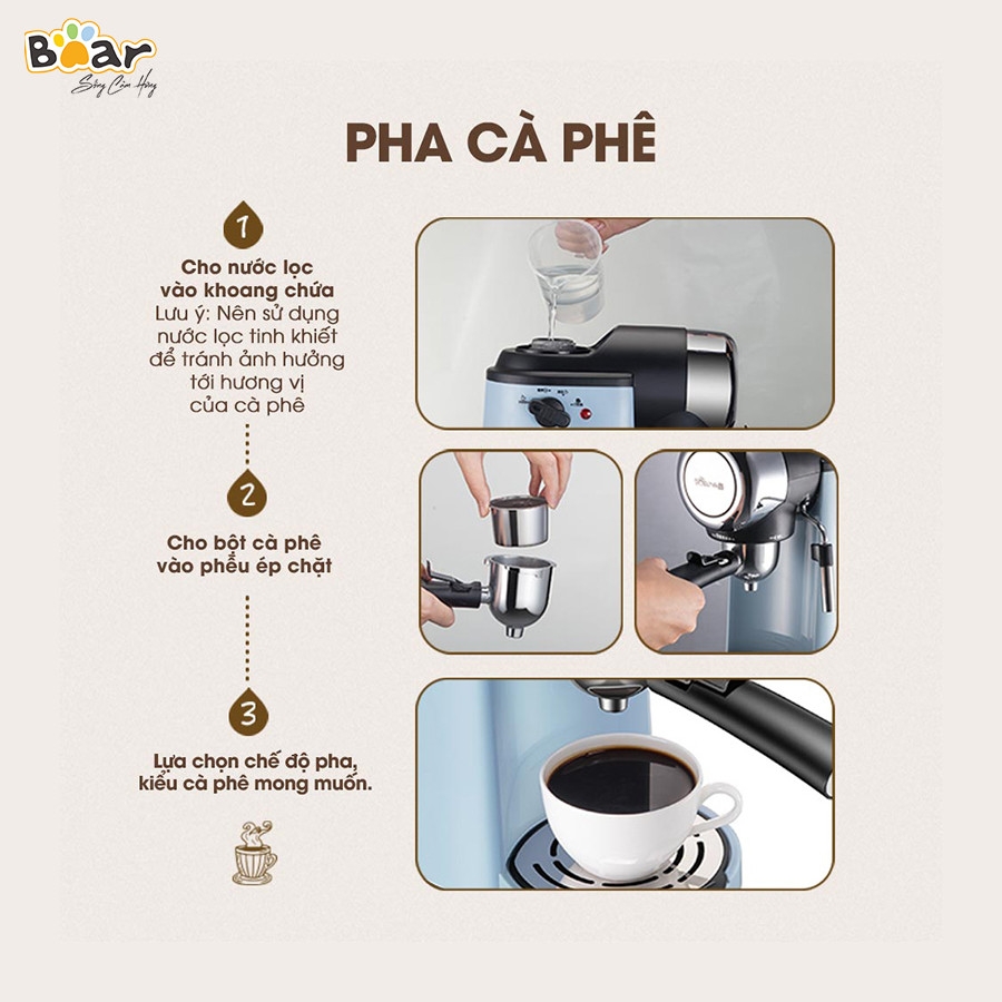 Máy Pha Cà Phê Espresso Bear KFJ-A02N1 Công Suất 800W - Hàng Chính Hãng