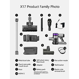 Máy Hút Bụi Xiaomi Redroad X17 Lực Hút 25.000 Pa Công Suất 350 W - Hàng Chính Hãng