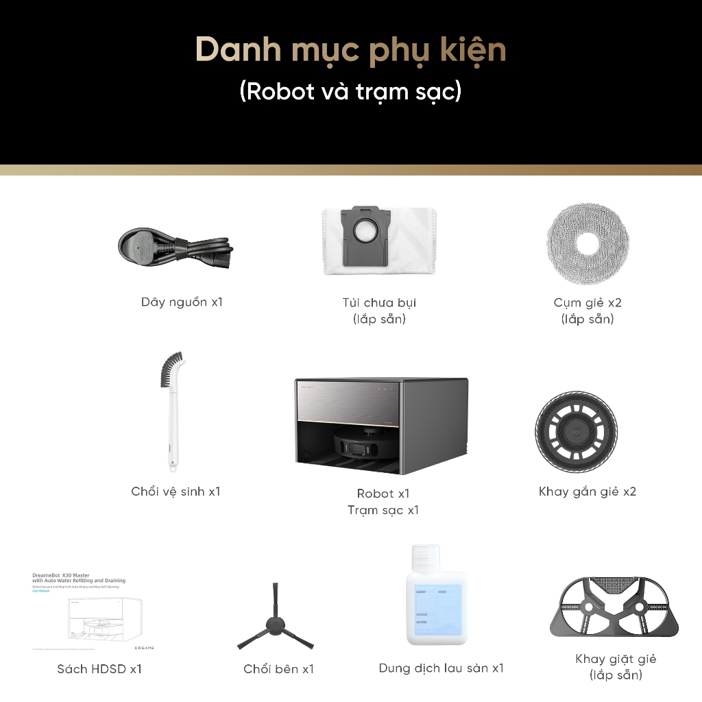 Robot Hút Bụi Lau Nhà Dreame X30 Master Lực 8.300 Pa - Bản Quốc Tế