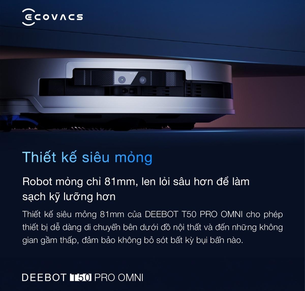 Robot Hút Bụi Lau Nhà Ecovacs Deebot T50 Pro Omni Gen 2 - Bản Quốc Tế