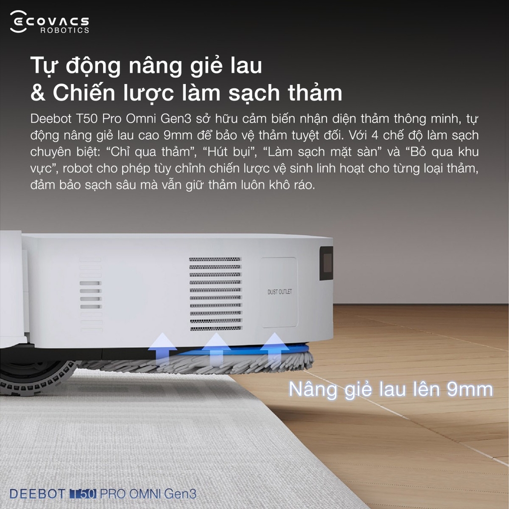 Robot Hút Bụi Lau Nhà Ecovacs Deebot T50 Pro Omni Gen 3 - Bản Quốc Tế