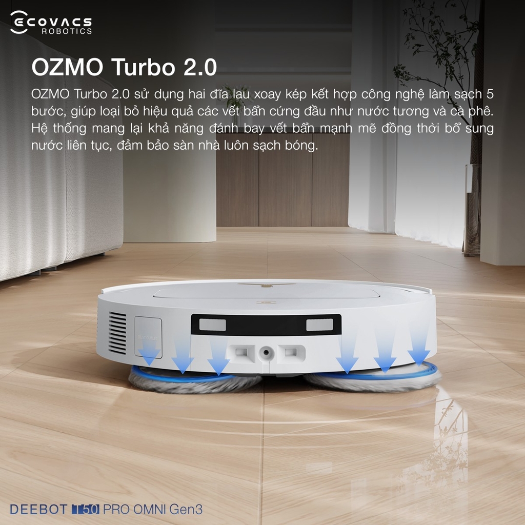 Robot Hút Bụi Lau Nhà Ecovacs Deebot T50 Pro Omni Gen 3 - Bản Quốc Tế