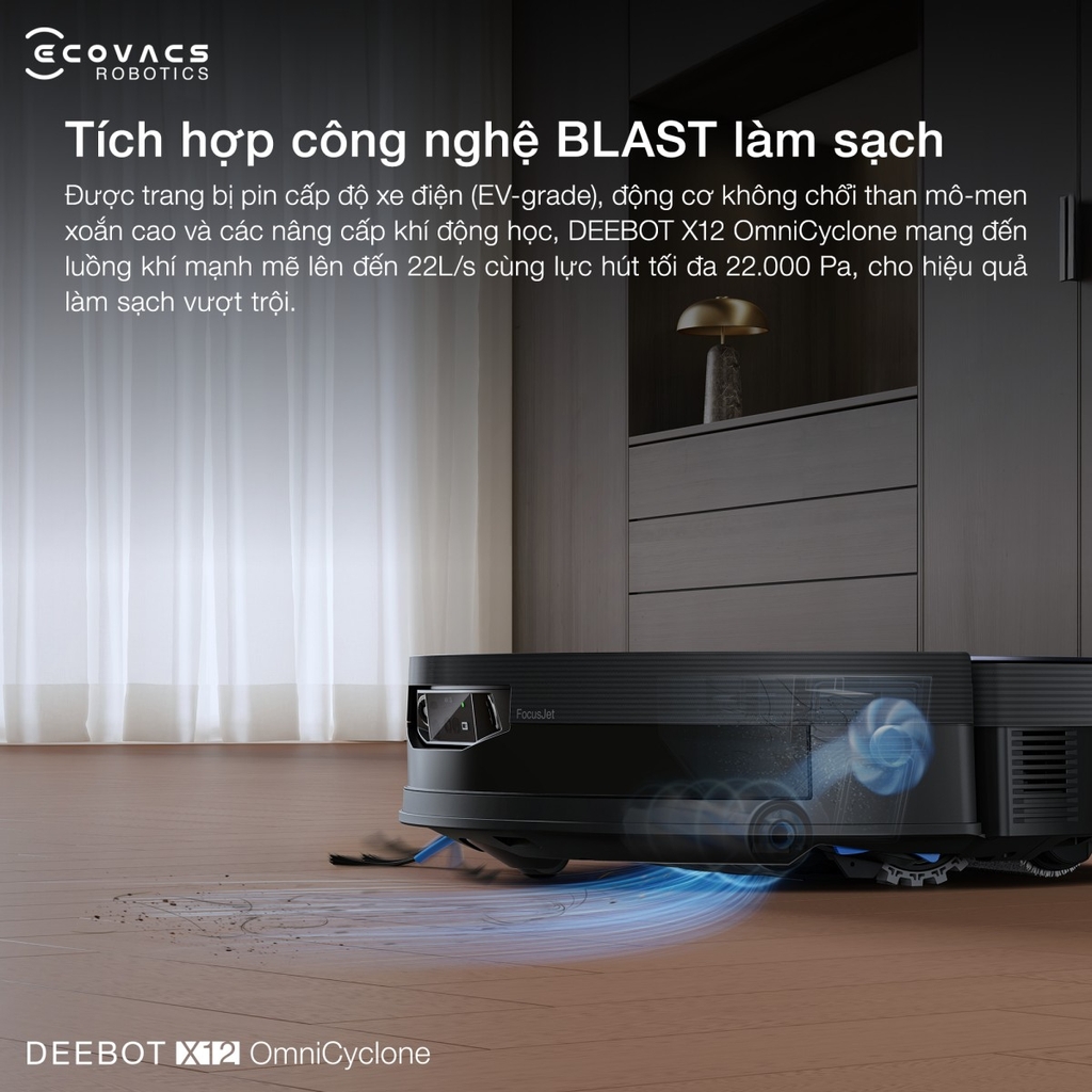 Robot Hút Bụi Lau Nhà Ecovacs Deebot X12 OmniCyclone – Bản Quốc Tế