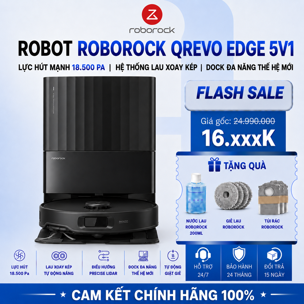 Robot Hút Bụi Lau Nhà Roborock QRevo Edge 5V1 - Chính Hãng