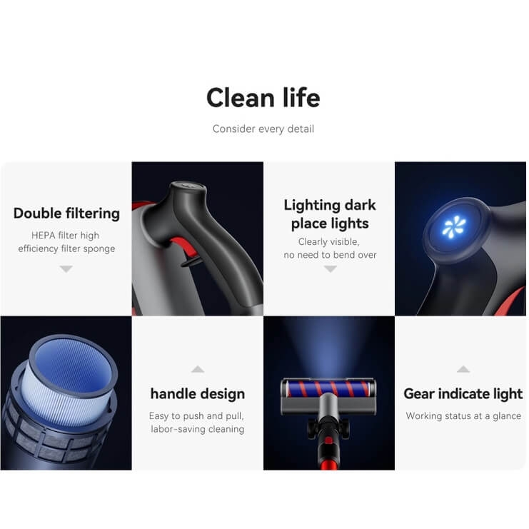 Máy Hút Bụi Cầm Tay Xiaomi Lysto V10 Lực Hút 25.000 Pa Công Suất 350 W - Hàng Chính Hãng