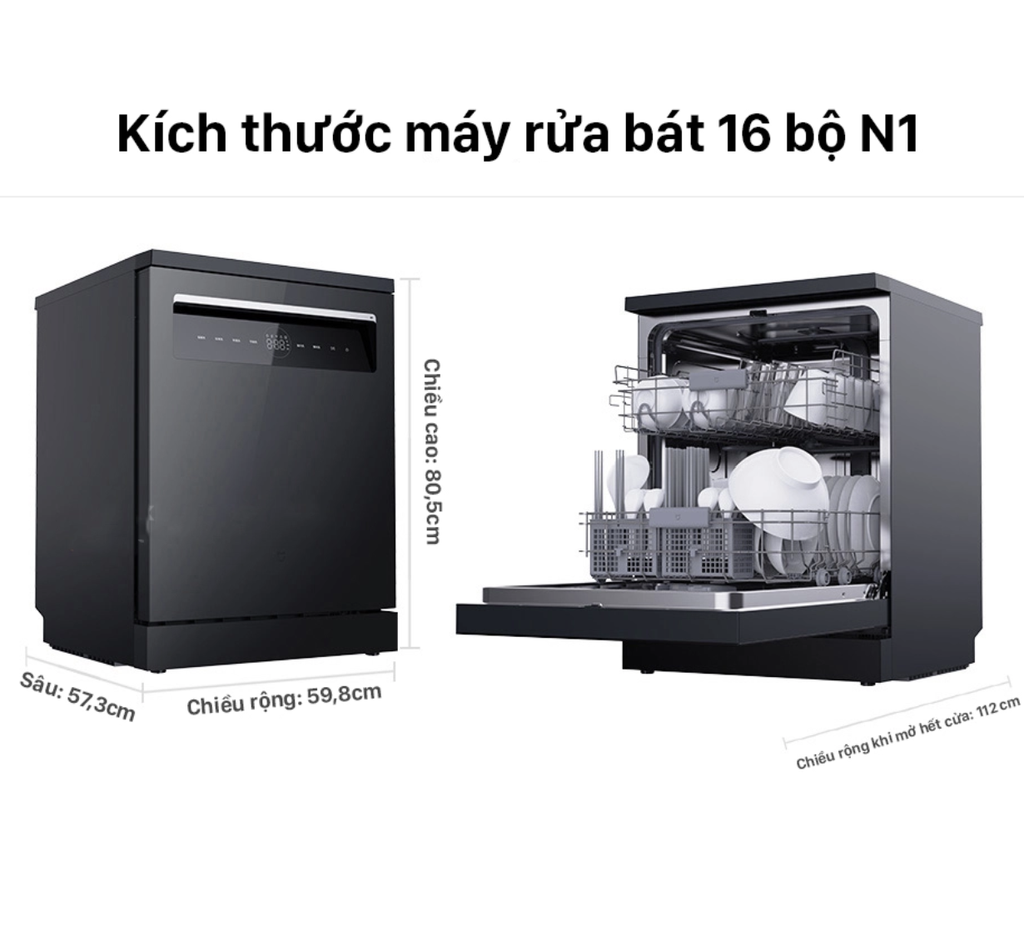Máy Rửa Bát Xiaomi Mijia N1 16 Bộ Khử Trùng UV - Kết Nối App Mihome