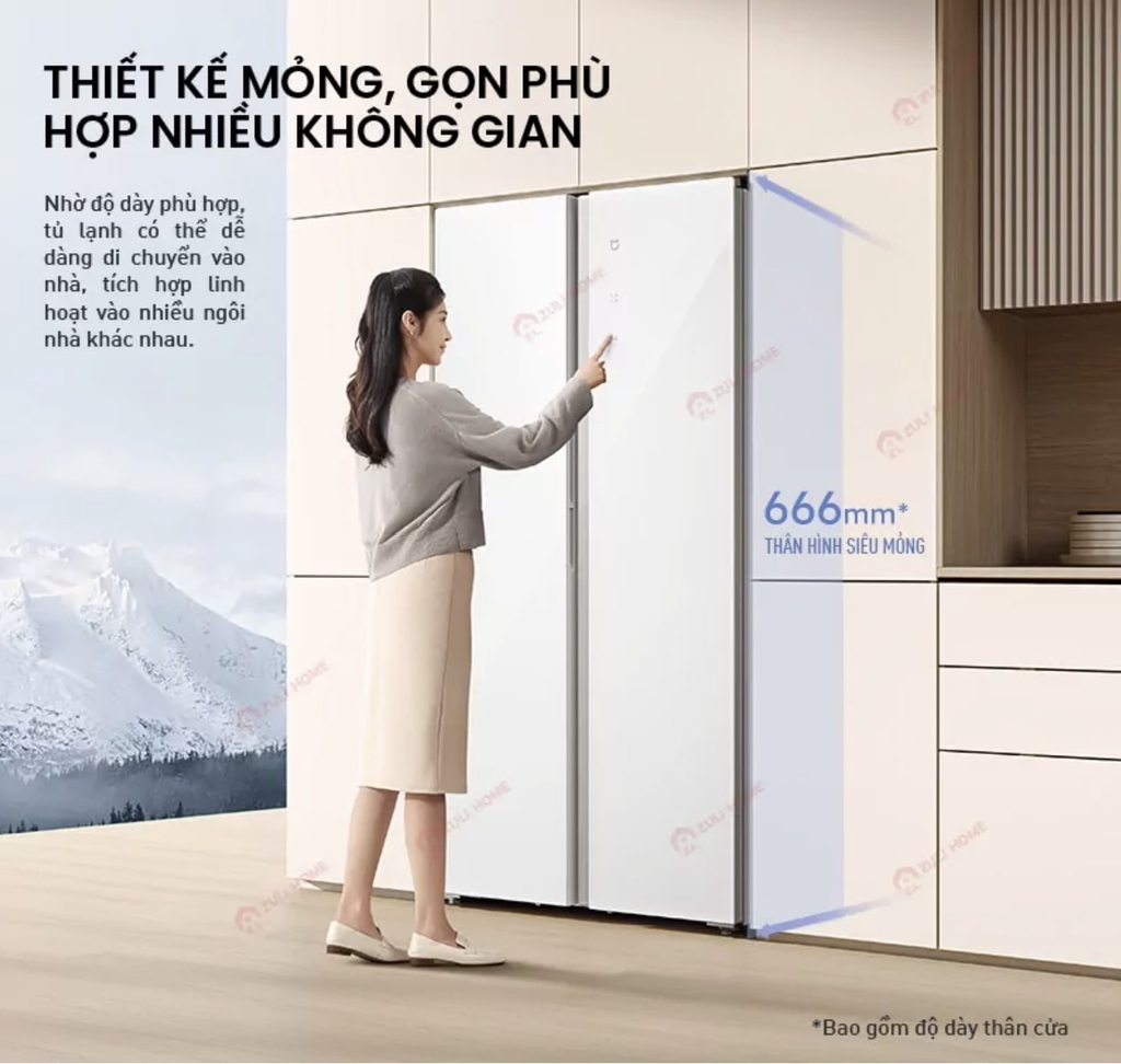 Tủ Lạnh Xiaomi Mijia 502L 2 Cánh – Kính Pha Lê, Ngăn Đông Mềm
