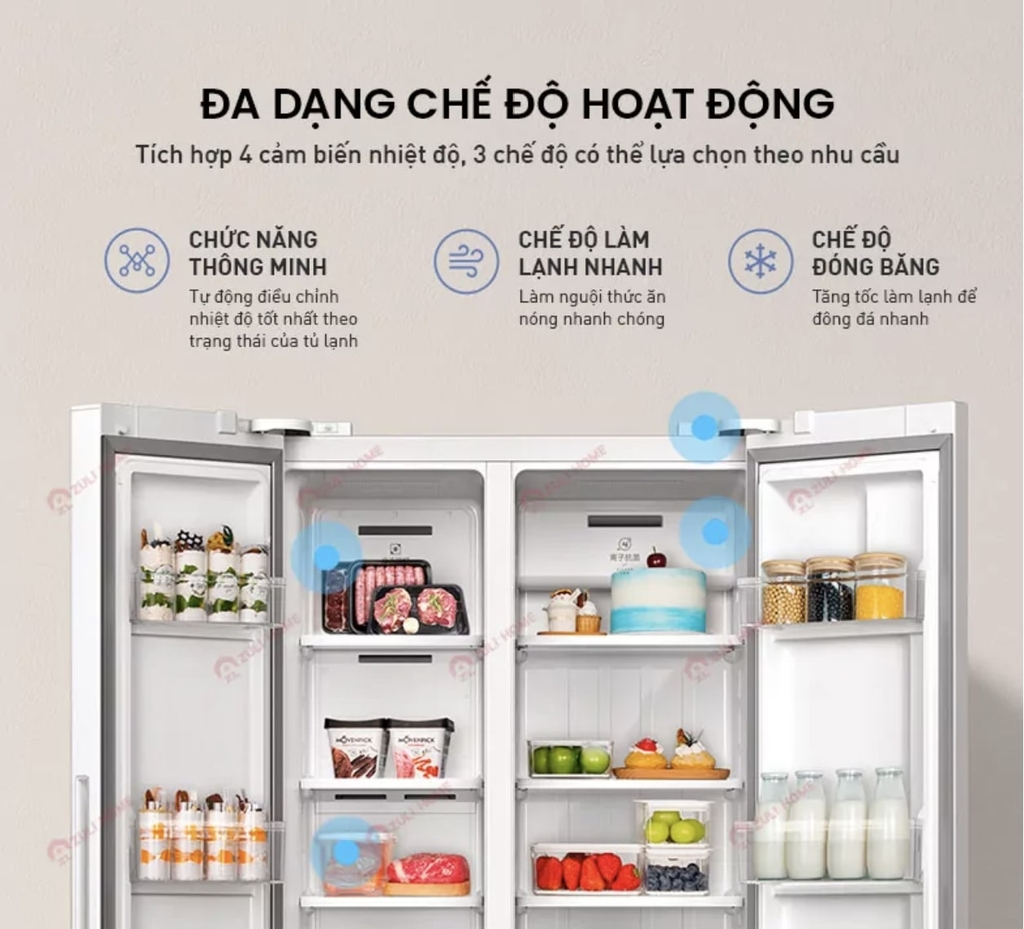 Tủ Lạnh Xiaomi Mijia 502L 2 Cánh – Kính Pha Lê, Ngăn Đông Mềm
