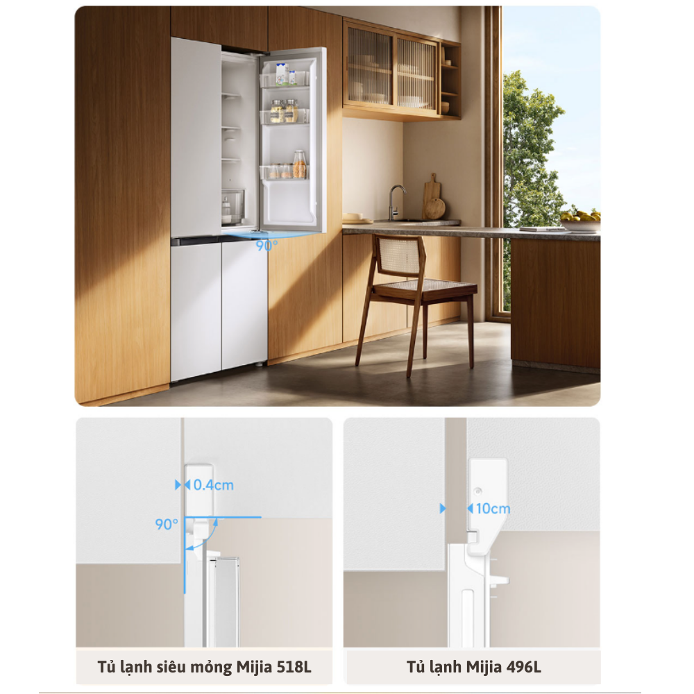 Tủ lạnh Xiaomi Mijia 521L 4 Cánh – Thiết Kế Siêu Mỏng, 18 Ngăn