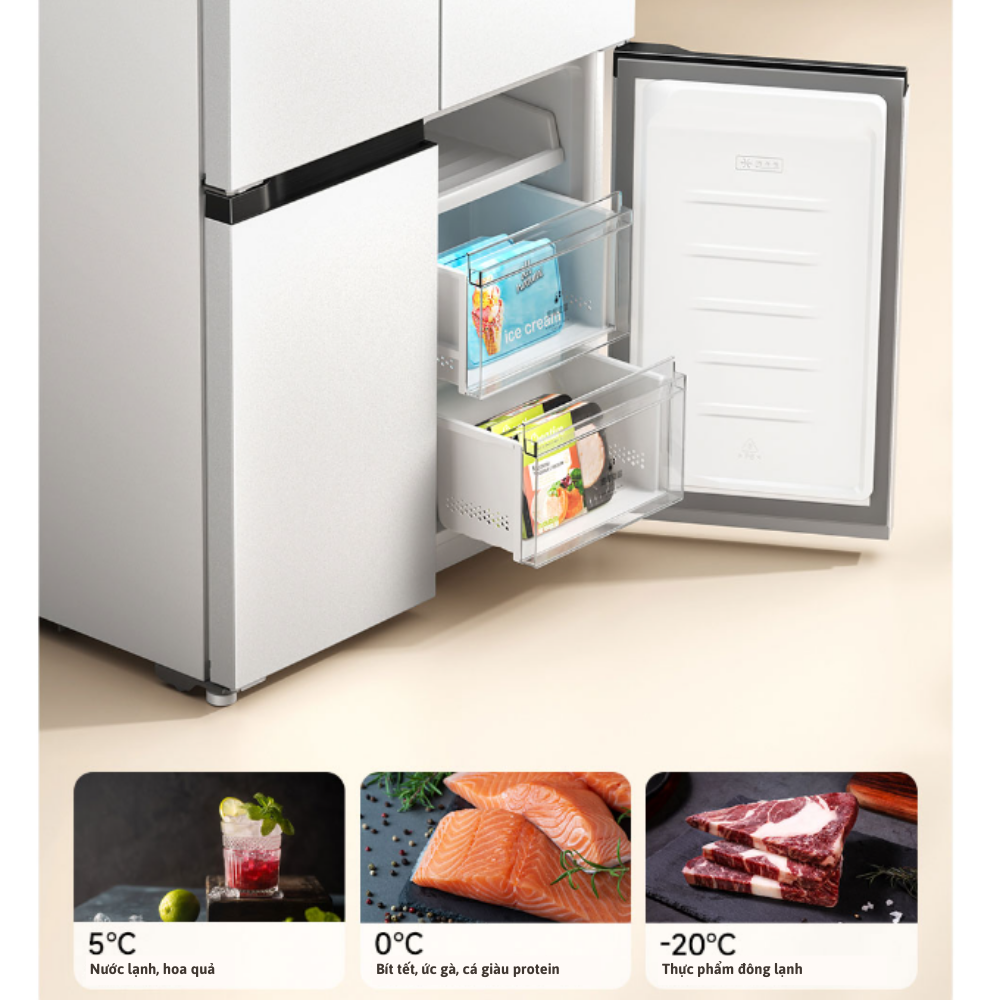Tủ Lạnh Xiaomi Mijia 518L 4 Cánh – Thiết Kế Âm Tủ, Ngăn Đông Mềm