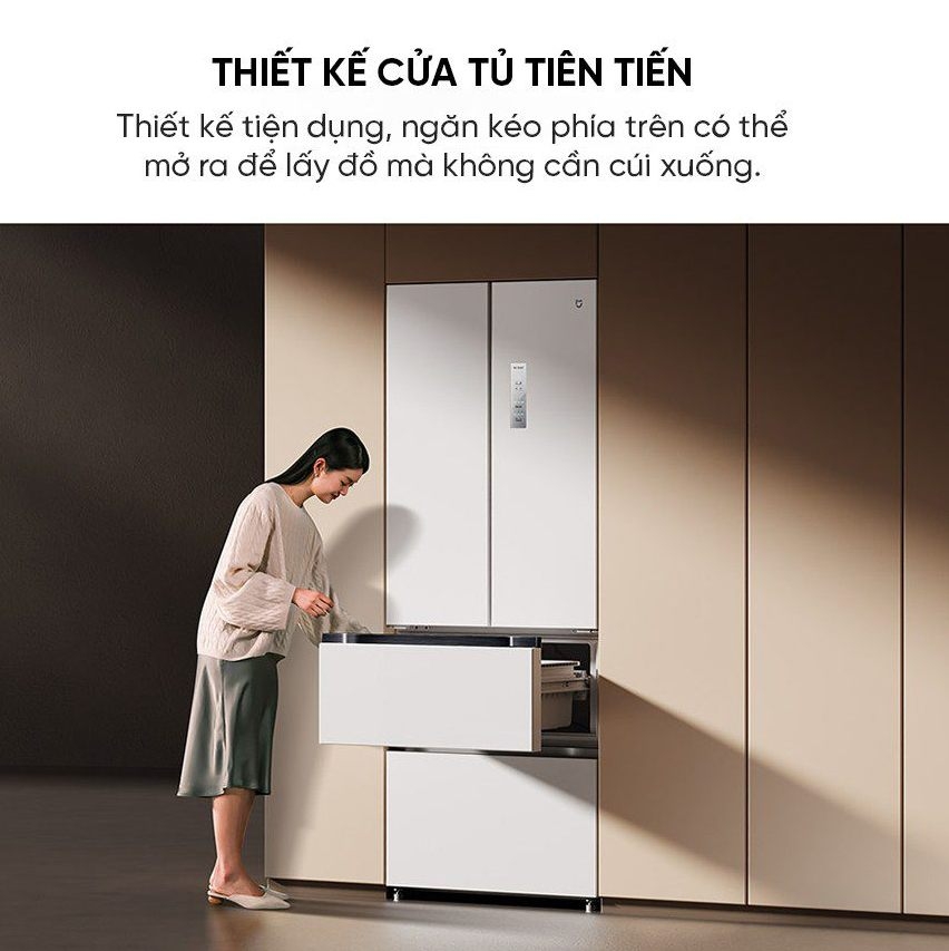 Tủ Lạnh Xiaomi Mijia 439L BCD-439WFMBI Kiểu Pháp 4 Cánh - Mặt Đá Nhám, Đông Mềm