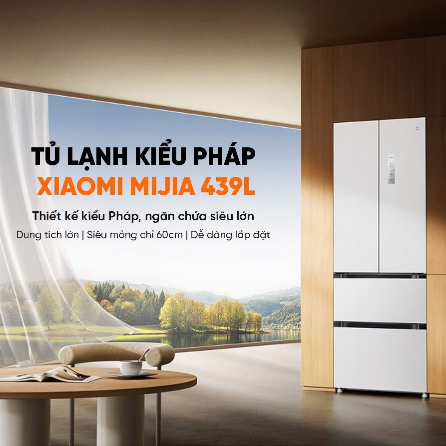 Tủ Lạnh Xiaomi Mijia 439L BCD-439WFMBI Kiểu Pháp 4 Cánh - Mặt Đá Nhám, Đông Mềm