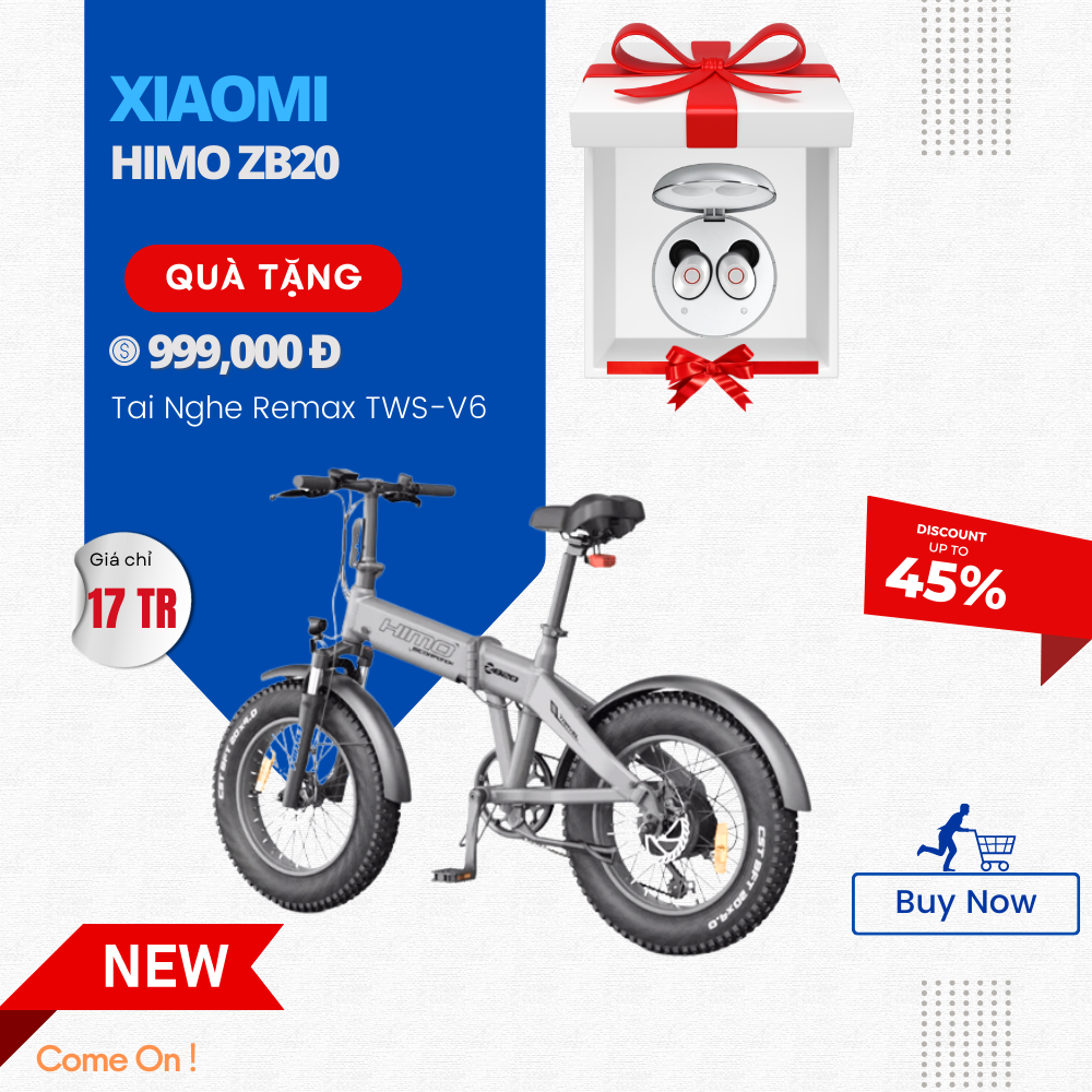 Xe Đạp Điện Trợ Lực Điện Xiaomi HIMO ZB20 Trợ Lực Pin Sử Dụng 100 Km, Tốc Độ 25 Km/giờ, Momen Xoắn 7 Cấp, Phanh Cảm Biến Ngắt Điện, Công Suất 250W - Hàng Chính Hãng