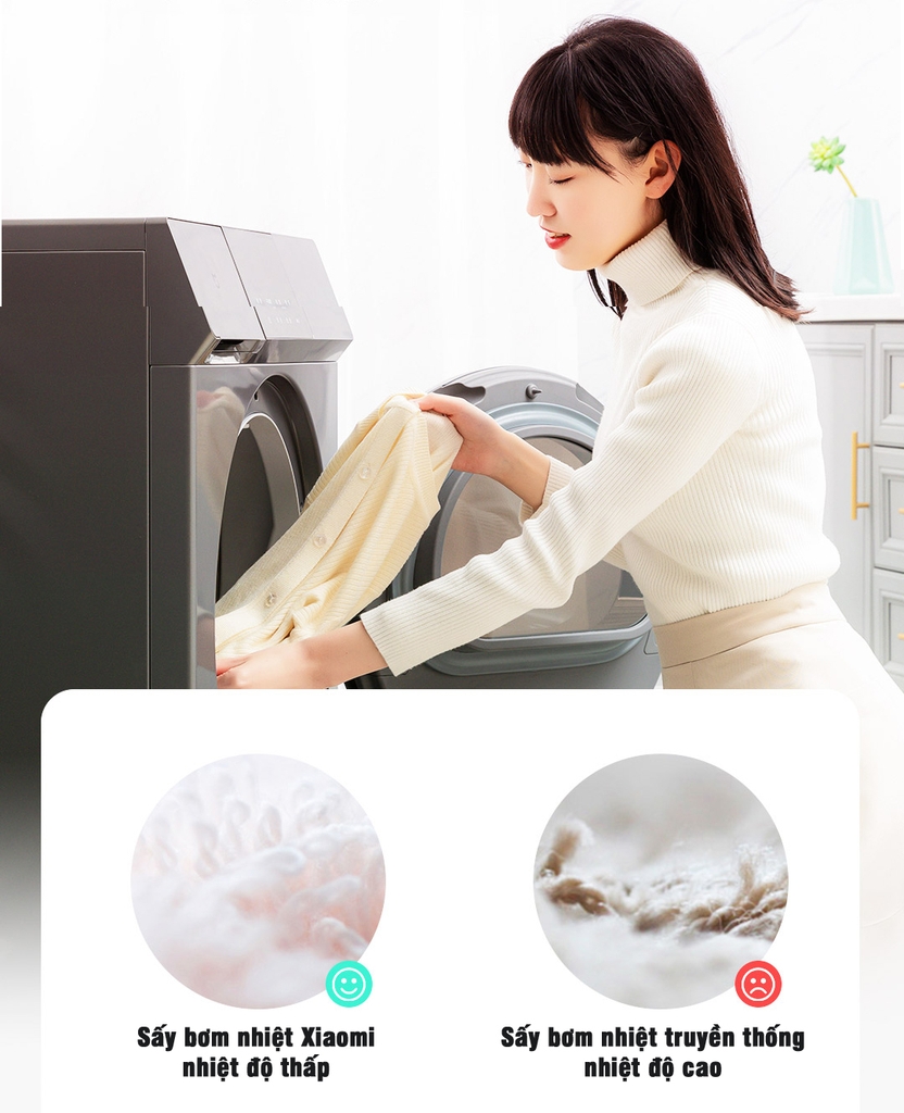 Máy Sấy Xiaomi Mijia H100MJ102S Titanium 10Kg, Sấy Bơm Nhiệt