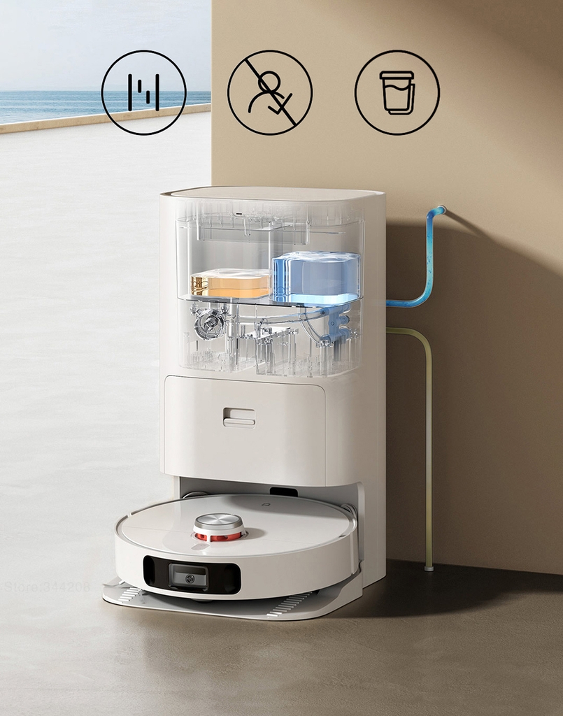 Robot Hút Bụi Lau Nhà Xiaomi Mijia Omni Tự Đổ Rác Giặt Giẻ, Bơm Nước Và Sấy Khô Nhiệt Độ Cao Diện Tích Hoạt Động 250m2 Lực Hút 4000 Pa Công Suất 55 W  - Hàng Chính Hãng