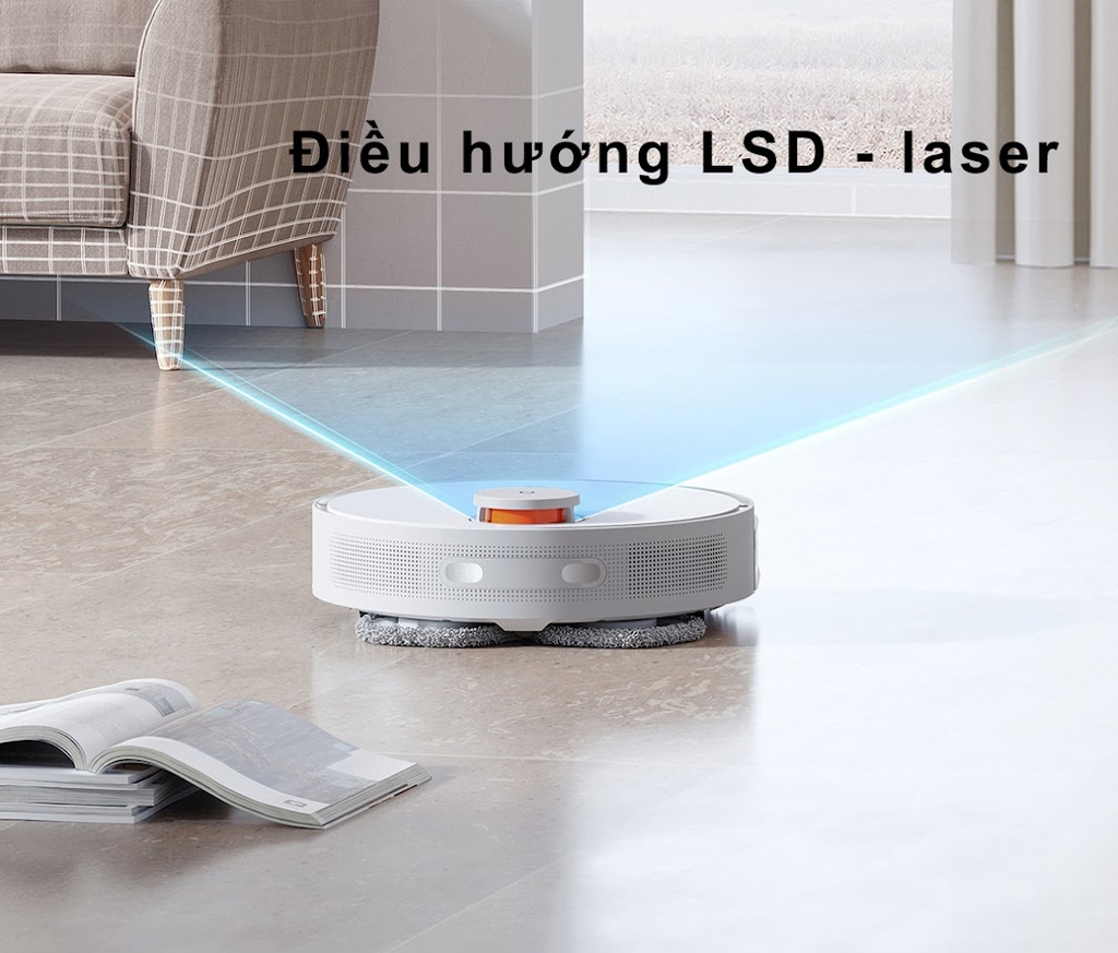 Robot Hút Bụi Lau Nhà Xiaomi Mijia Pro Giặt Khăn Lau Tự Động Diện Tích Hoạt Động 200m2 Công Suất 55 W Áp Suất 3000 Pa - Hàng Chính Hãng