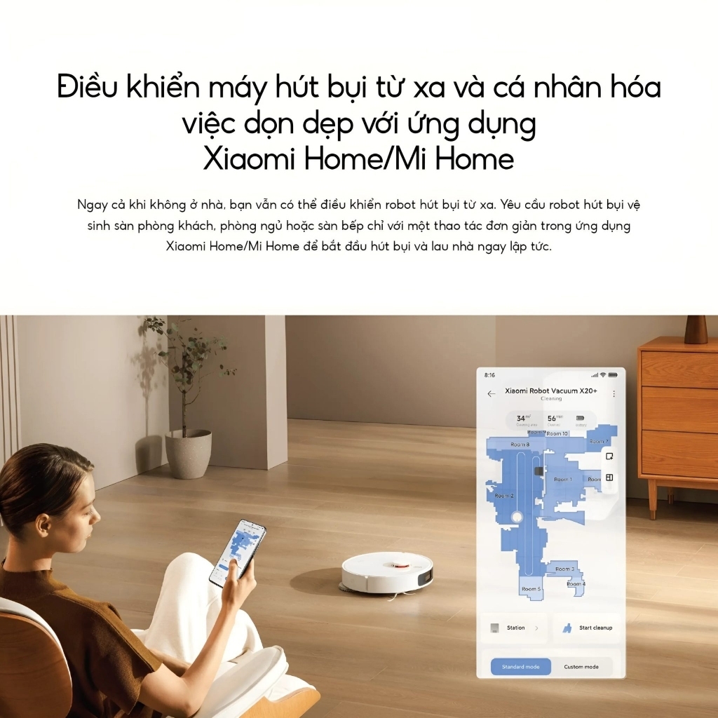 Robot Hút Bụi Lau Nhà Xiaomi X20+ Lực Hút 6.000 Pa - Nội Địa