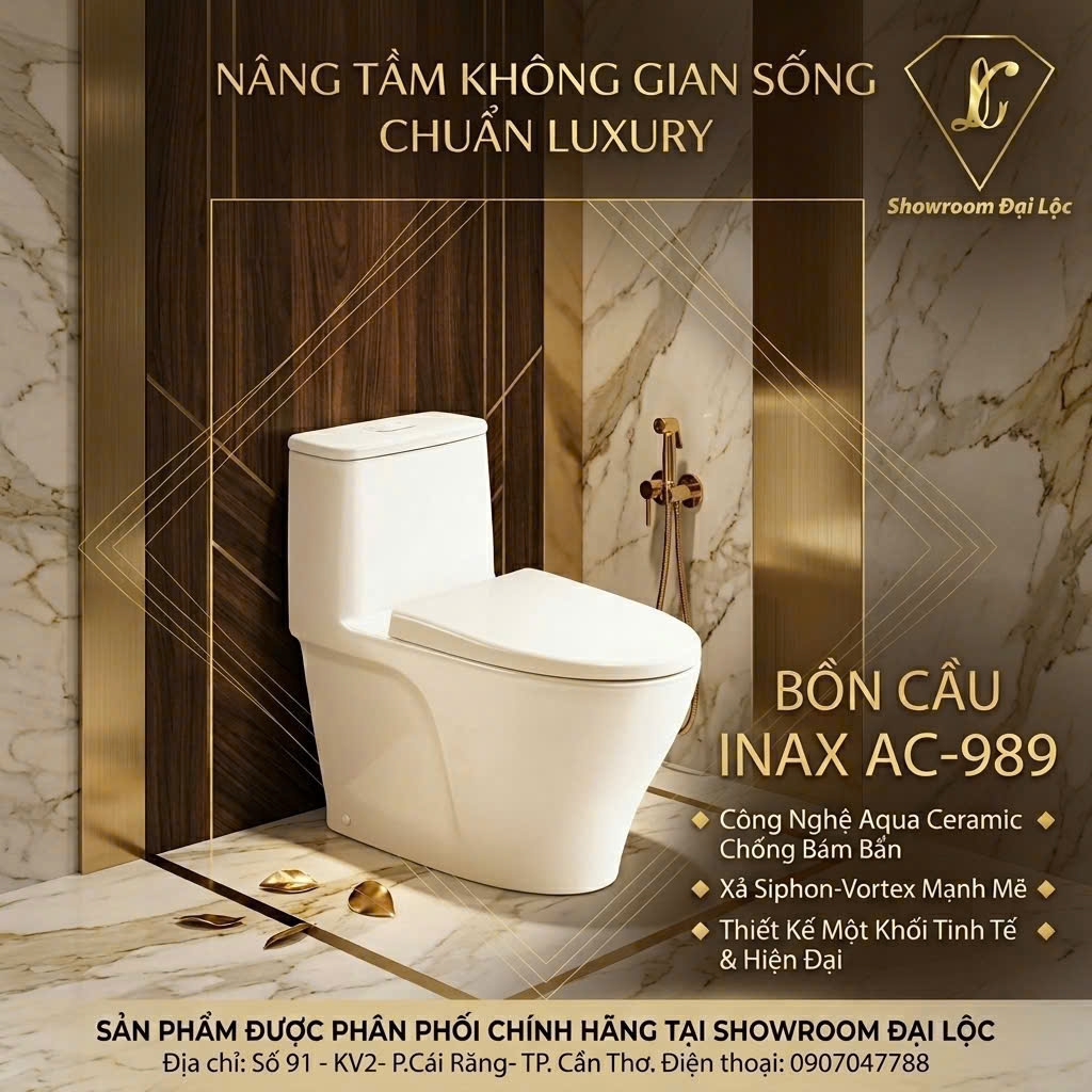 Bồn cầu 1 khối Inax AC-989VN/BW1 nắp êm