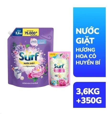 Combo Nước giặt Surf hoa cỏ huyền bí 3.6kg tặngNG Surf TN 350g