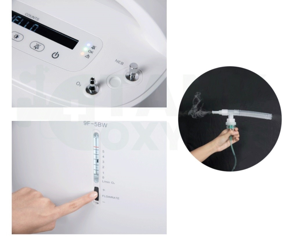 Máy tạo oxy y tế 93%  Yuwell 9F-5BW – Hỗ trợ bệnh nhân suy phổi, rối loạn hô hấp