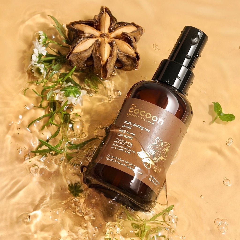 XỊT DƯỠNG TÓC COCOON SACHI CẤP ẨM, PHỤC HỒI TÓC HƯ TỔN 140ML