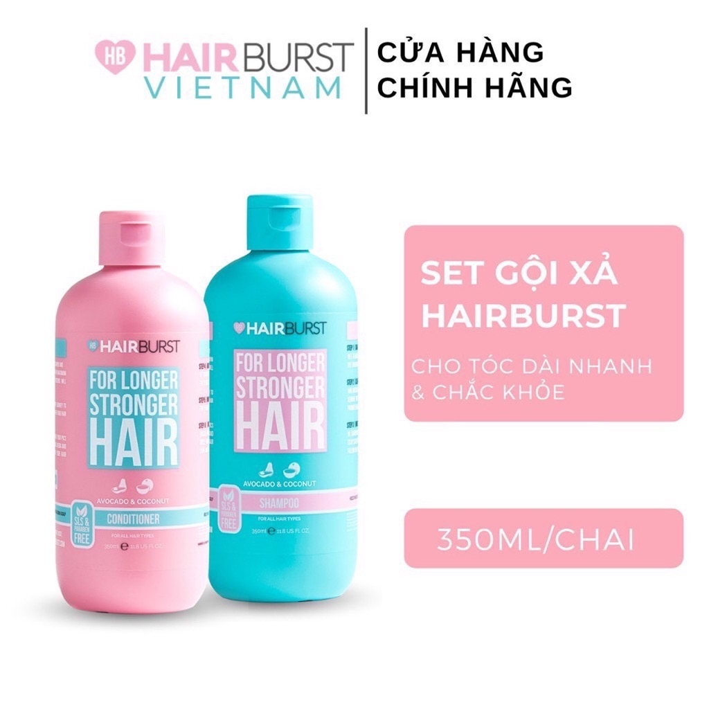 Bộ Dầu Gội Dầu Xả Hỗ Trợ Mọc Tóc HAIRBURST Avocado Coconut For Longer Stronger Hair 350mlx2