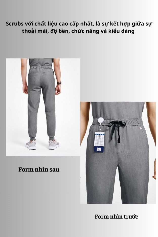 Quần Scrubs nam cao cấp, thương hiệu MOH, kiểu Jogger, 5 túi, chất vải và form chuẩn Mỹ (MPS101J)