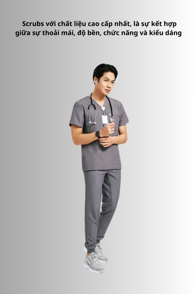 Áo Scrubs cao cấp nam thương hiệu MOH, cổ V-neck, 3 túi, chất vải và form chuẩn Mỹ (MTS101)