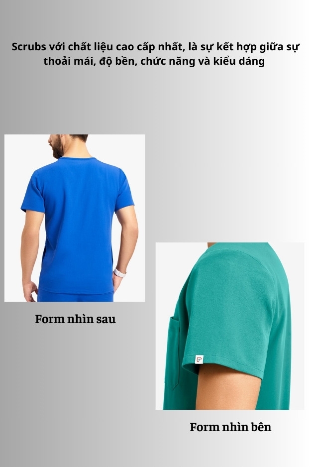 Áo Scrubs cao cấp nam thương hiệu MOH, cổ V-neck, 3 túi, chất vải và form chuẩn Mỹ (MTS101)