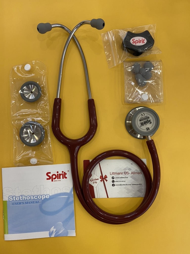 Ống nghe 2 mặt Spirit CK-SD601PF màu đỏ burgundy