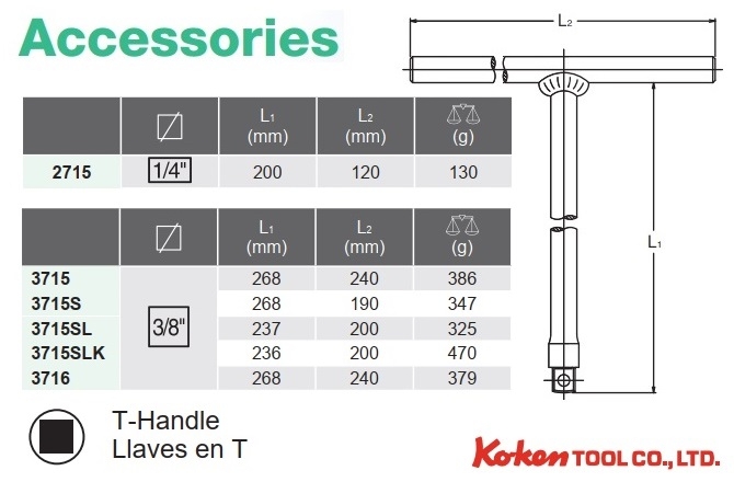 Tay vặn nhanh chữ T đầu 3/8 3715SLK