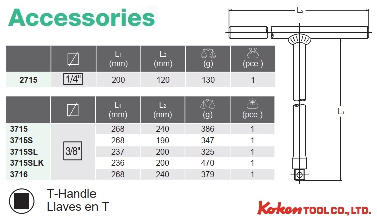 Tay vặn chữ T Koken đầu 1/2 inch 4715
