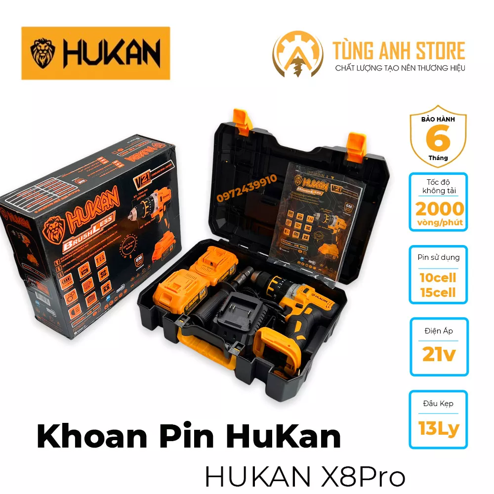 máy khoan pin không chổi than HUKAN X8PRO NEW