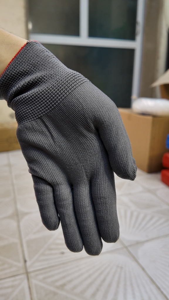 Găng Tay Bảo Hộ Len Mỏng Mút Xám
