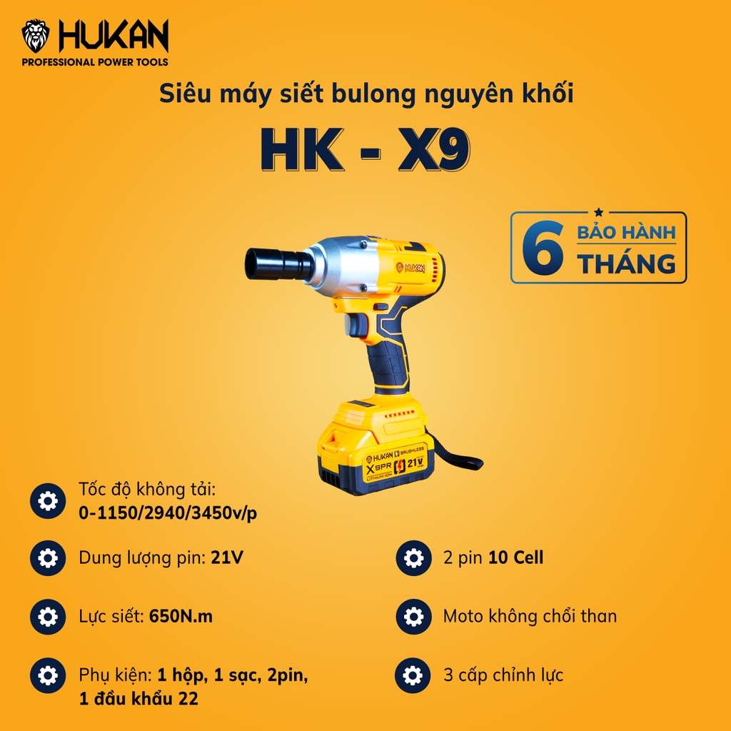 súng bu lông pin 1/2 HUKAN X9