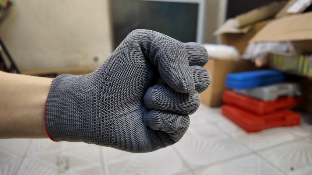 Găng Tay Bảo Hộ Len Mỏng Mút Xám