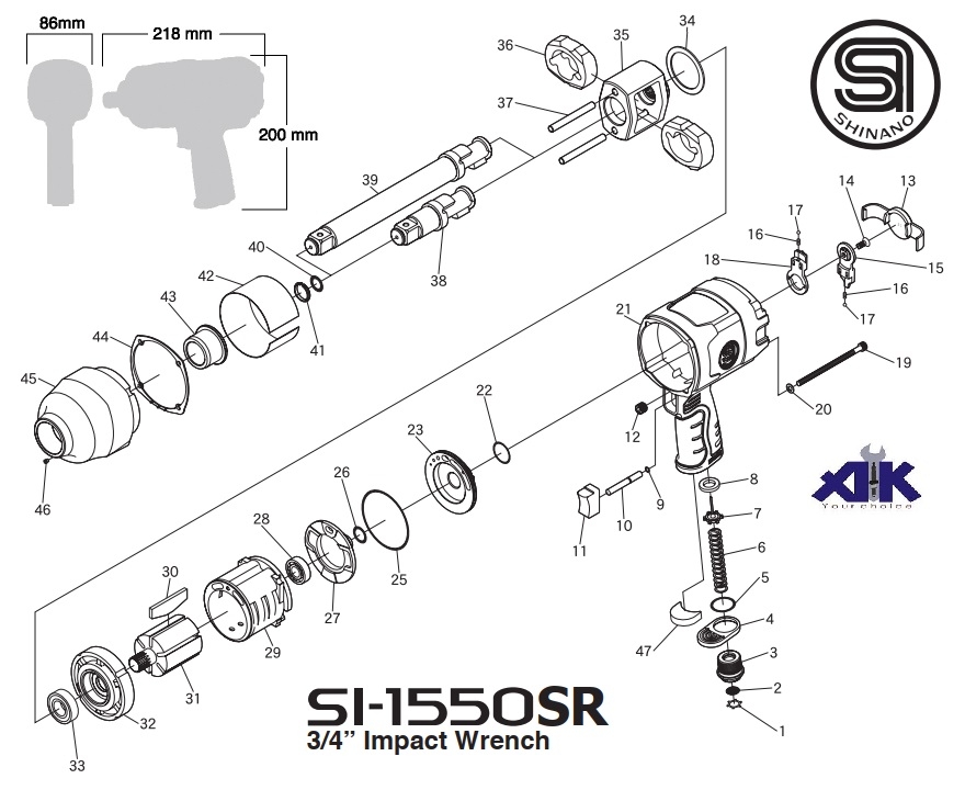 Súng hơi bắn ốc 3/4 Shinano SI-1550SR