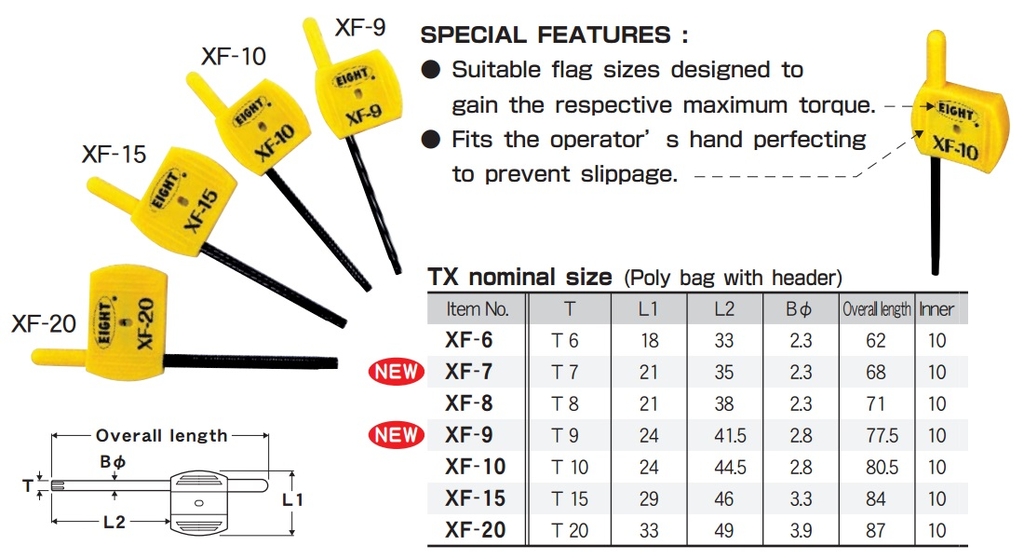 Tay vặn mũi sao Eight dòng XFD