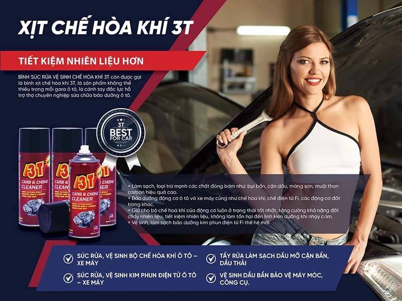 Xịt chế hòa khí 3T đỏ