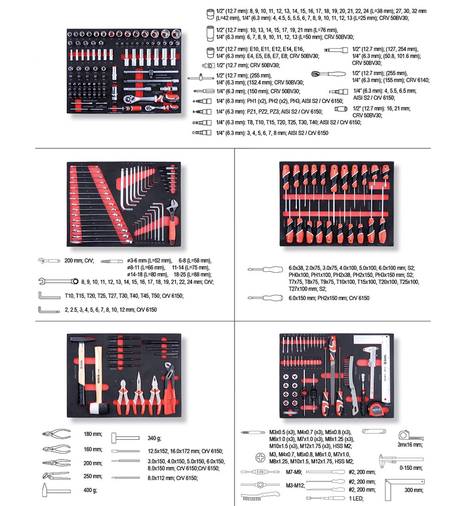 TỦ ĐỒ NGHỀ SỬA CHỮA CAO CẤP 7 NGĂN 211 chi tiết YATO YT-55290