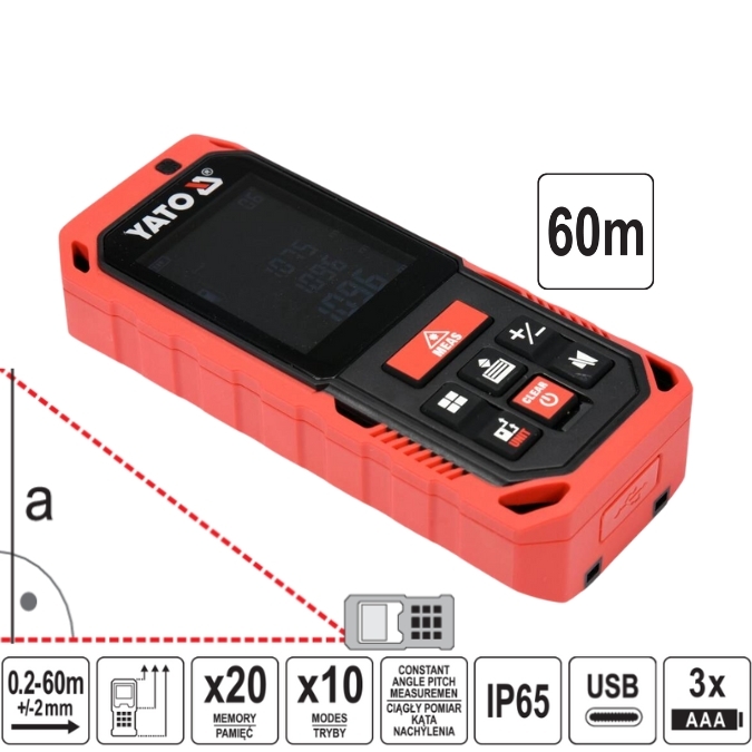 Máy Đo Khoảng Cách Laser 60M YATO YT-73127