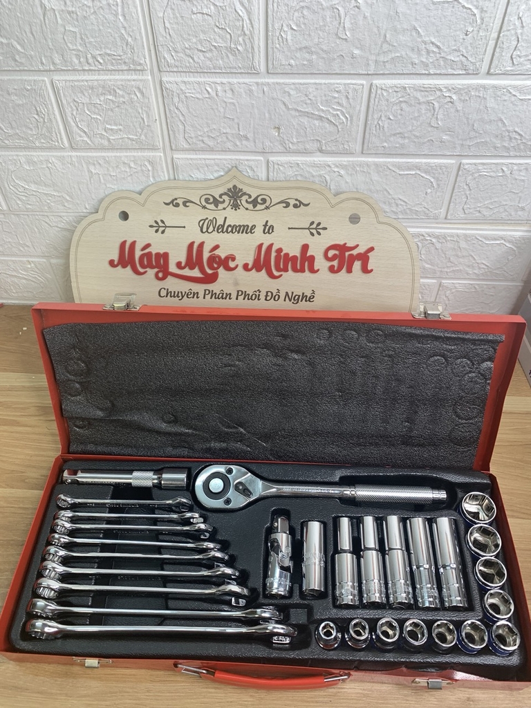 Bộ đầu khẩu cờ lê chân 1/2 thương hiệu euro king 29 chi tiết