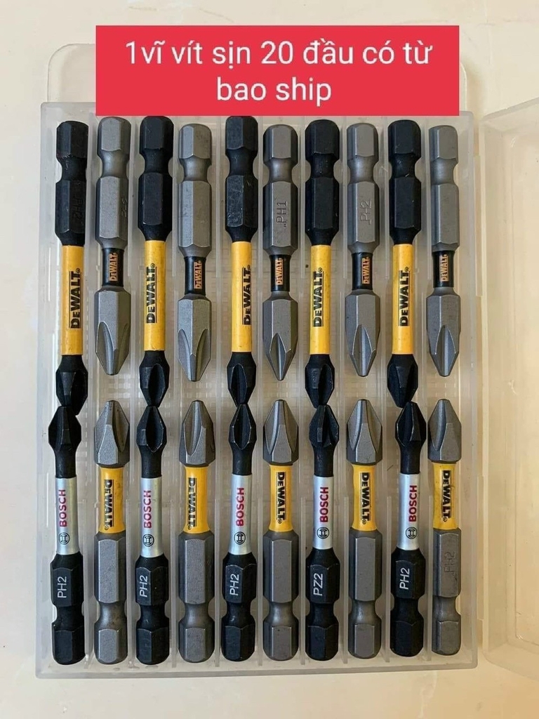 Bộ đầu vặn tổng hợp 20pcs Bosch + DEWALT 98%