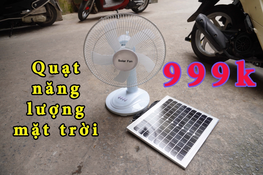 Quạt tích điện lùn khung nhựa pin mặt trời