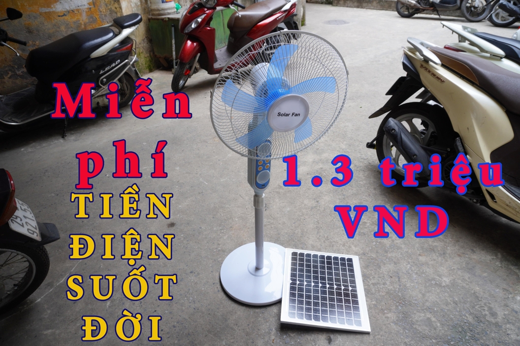 Quạt pin cây xanh có điều khiển từ xa pin mặt trời