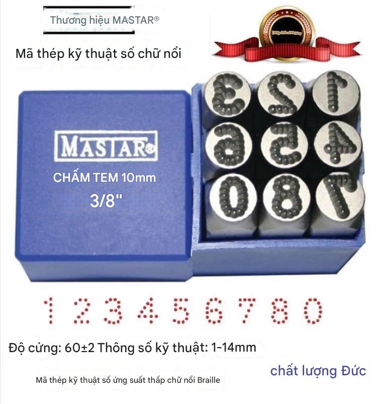 Bộ đóng chữ và số chấm bi thương hiệu M3t thép đức