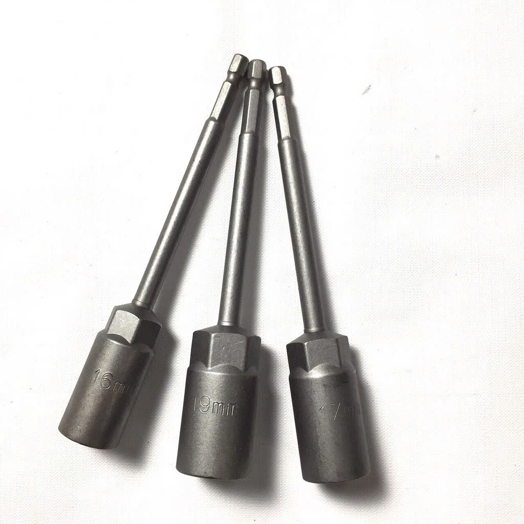Bộ 15 Đầu Chụp Khẩu Bulong Dài 15cm Lắp Nhanh Cho Máy Bắn Vít 5.5mm -19mm