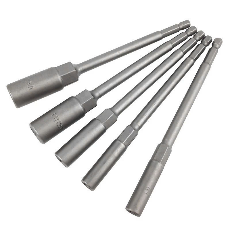 Bộ 15 Đầu Chụp Khẩu Bulong Dài 15cm Lắp Nhanh Cho Máy Bắn Vít 5.5mm -19mm